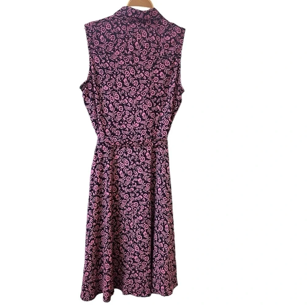 Nanette Lepore Sz 12 Pink Black Floral Print Midi Dress Pleated A Line Women’s